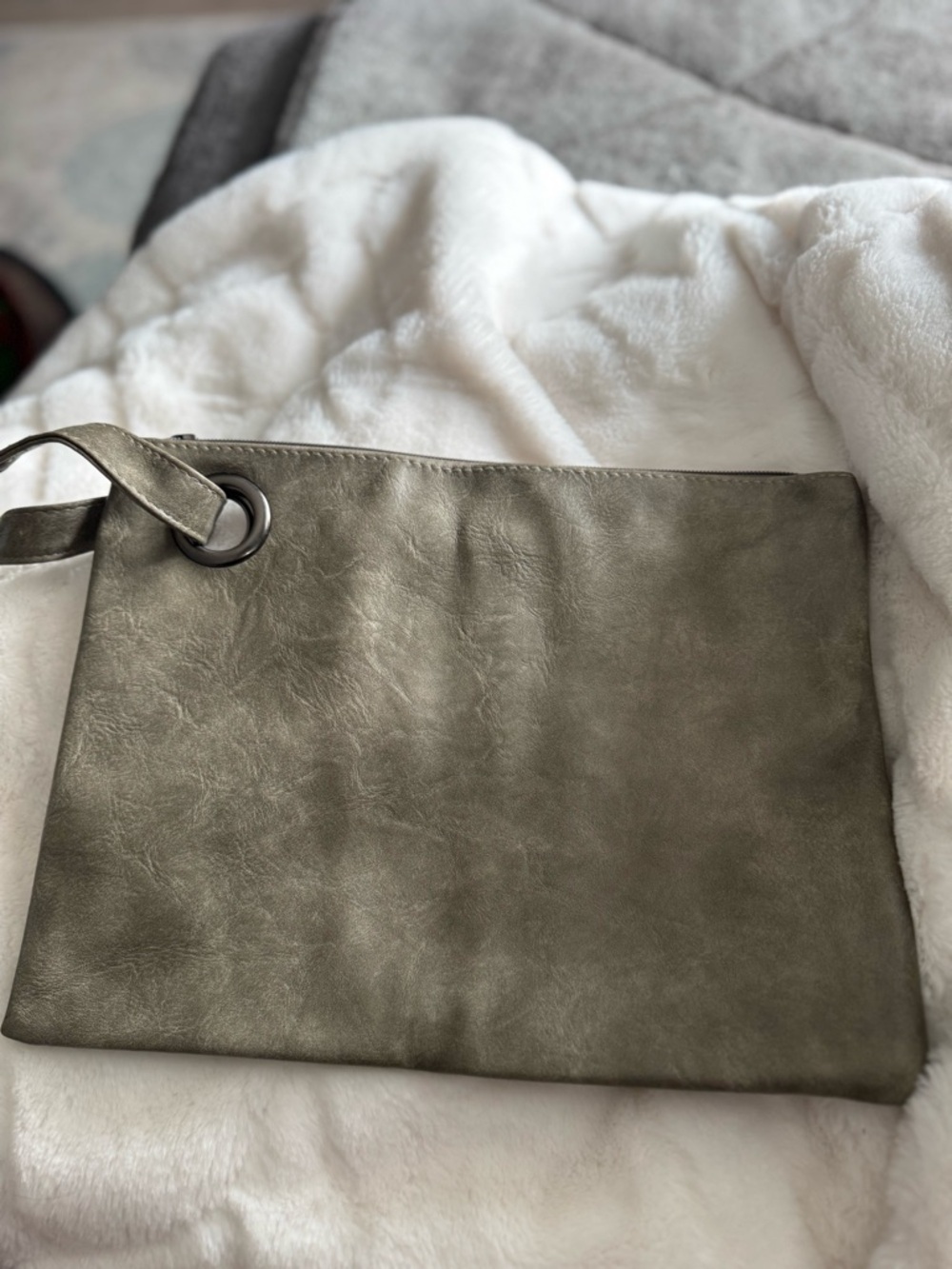Minimalist Olive Green Wristlet Clutch